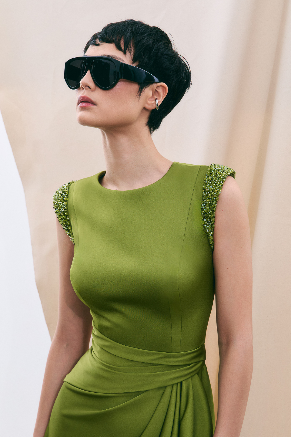 grease dress up ideas female Ajrakh Handblock Pure Cotton Green Dress for Women main image 1